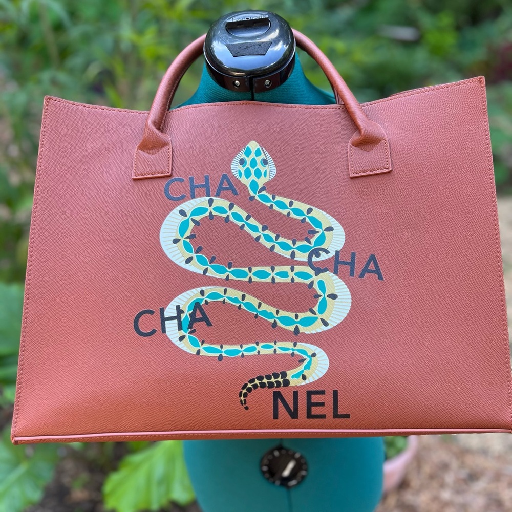 Vegan Leather Tote Bag with Prada Snake Design